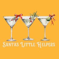 Retro Funny SantaS Little Helper Martini Merry Christmas Pom Pom 12in Knit Beanie