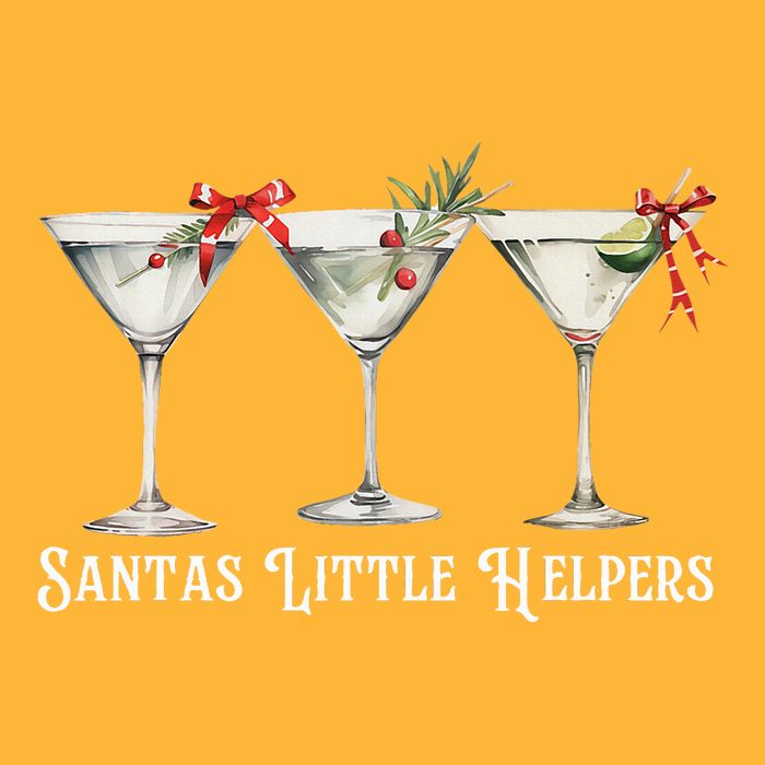 Retro Funny SantaS Little Helper Martini Merry Christmas Pom Pom 12in Knit Beanie