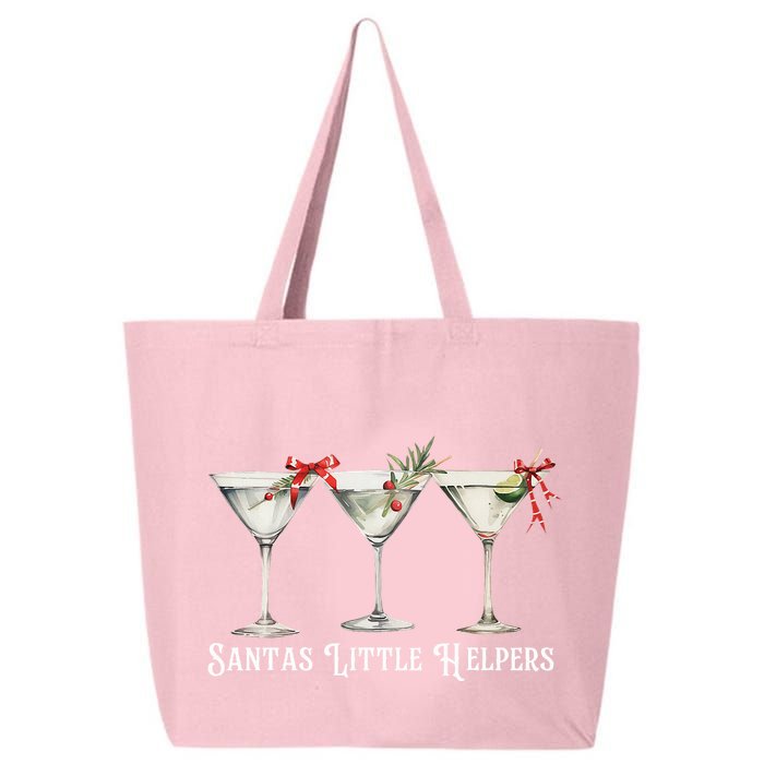 Retro Funny SantaS Little Helper Martini Merry Christmas 25L Jumbo Tote
