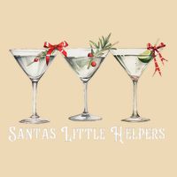 Retro Funny SantaS Little Helper Martini Merry Christmas Drawstring Bag