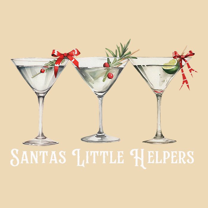 Retro Funny SantaS Little Helper Martini Merry Christmas Zip Tote Bag
