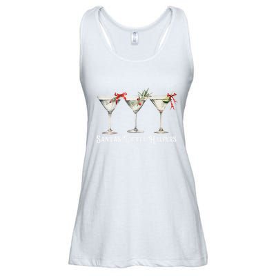 Retro Funny SantaS Little Helper Martini Merry Christmas Ladies Essential Flowy Tank