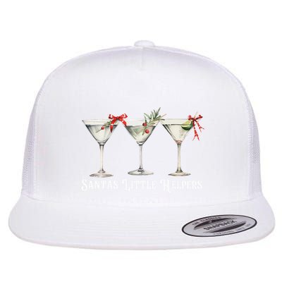 Retro Funny SantaS Little Helper Martini Merry Christmas Flatbill Hat