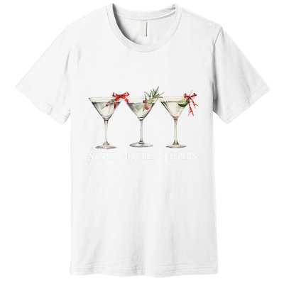 Retro Funny SantaS Little Helper Martini Merry Christmas Premium T-Shirt