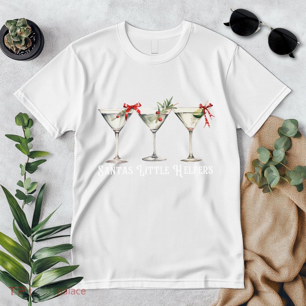 Retro Funny SantaS Little Helper Martini Merry Christmas Premium T-Shirt