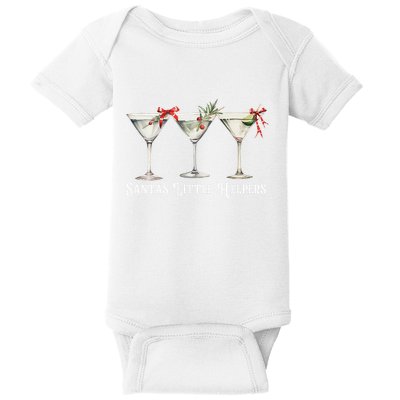 Retro Funny SantaS Little Helper Martini Merry Christmas Baby Bodysuit