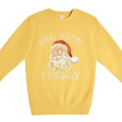 Retro Funny Santa Face Big Nick Energy Xmas Meaningful Gift Premium Crewneck Sweatshirt