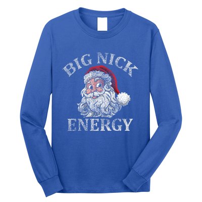 Retro Funny Santa Face Big Nick Energy Xmas Meaningful Gift Long Sleeve Shirt