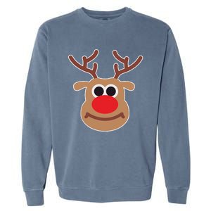 Reindeer Face Shirts Matching Family Christmas Deer Garment-Dyed Sweatshirt