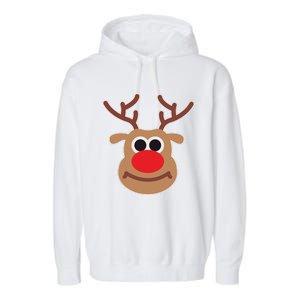 Reindeer Face Shirts Matching Family Christmas Deer Garment-Dyed Fleece Hoodie