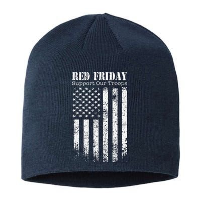 Red Friday Support Our Troops Military Memorial day Sustainable Beanie