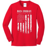 Red Friday Support Our Troops Military Memorial day Kids Long Sleeve Shirt