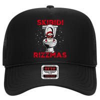 Rizzmas Funny Santa Toilet White Elephant Christmas High Crown Mesh Back Trucker Hat