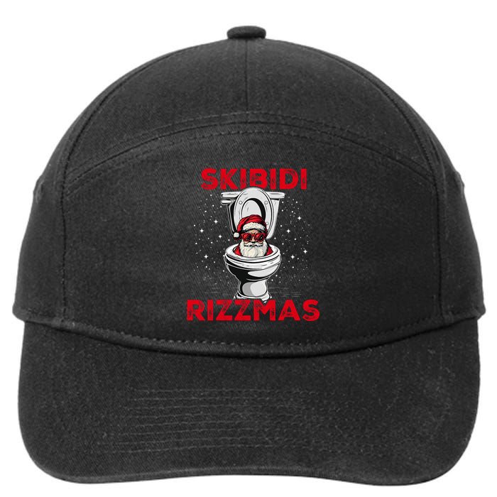 Rizzmas Funny Santa Toilet White Elephant Christmas 7-Panel Snapback Hat