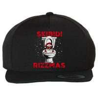 Rizzmas Funny Santa Toilet White Elephant Christmas Wool Snapback Cap