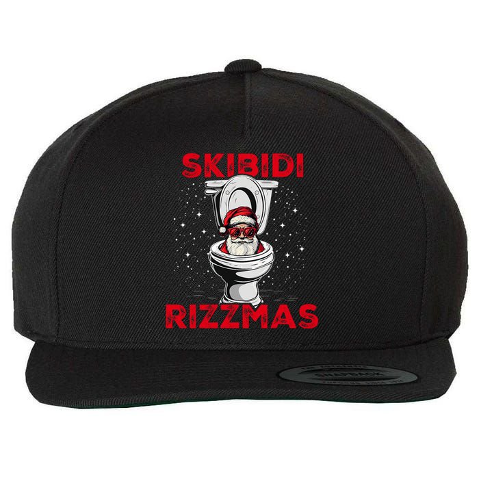 Rizzmas Funny Santa Toilet White Elephant Christmas Wool Snapback Cap