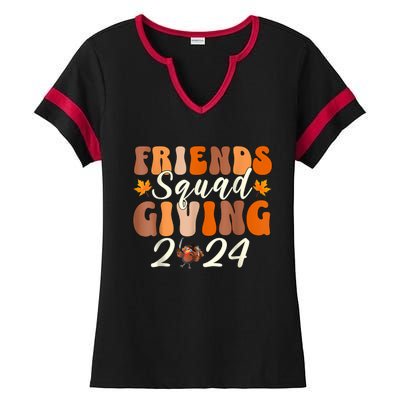 Retro Friendsgiving Squad 2024 Thanksgiving Friendsgivin Ladies Halftime Notch Neck Tee