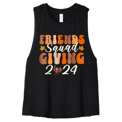 Retro Friendsgiving Squad 2024 Thanksgiving Friendsgivin Women's Racerback Cropped Tank