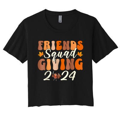 Retro Friendsgiving Squad 2024 Thanksgiving Friendsgivin Women's Crop Top Tee