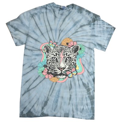 Retro Flower Snow Leopard Art For Animal Lovers And Decor Tie-Dye T-Shirt