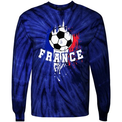 retro France Soccer French Football Futbol Tie-Dye Long Sleeve Shirt