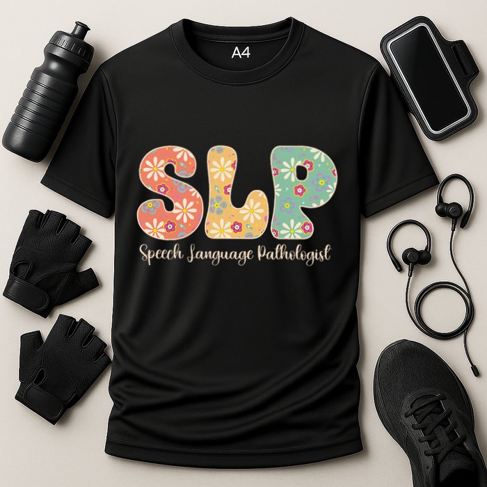 Retro Floral Slp Speech Language Pathologist Speech Therapy Performance Shirt