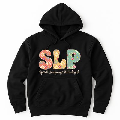 Retro Floral Slp Speech Language Pathologist Speech Therapy Hoodie