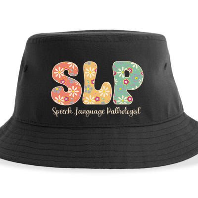 Retro Floral Slp Speech Language Pathologist Speech Therapy Sustainable Bucket Hat