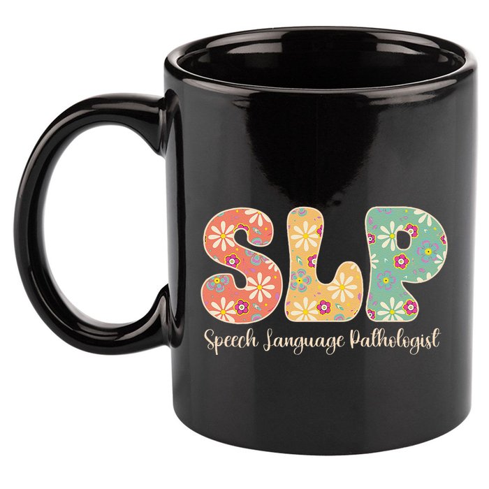 Retro Floral Slp Speech Language Pathologist Speech Therapy 11oz C Handle Ceramic Mug