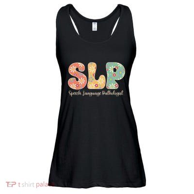 Retro Floral Slp Speech Language Pathologist Speech Therapy Ladies Essential Flowy Tank