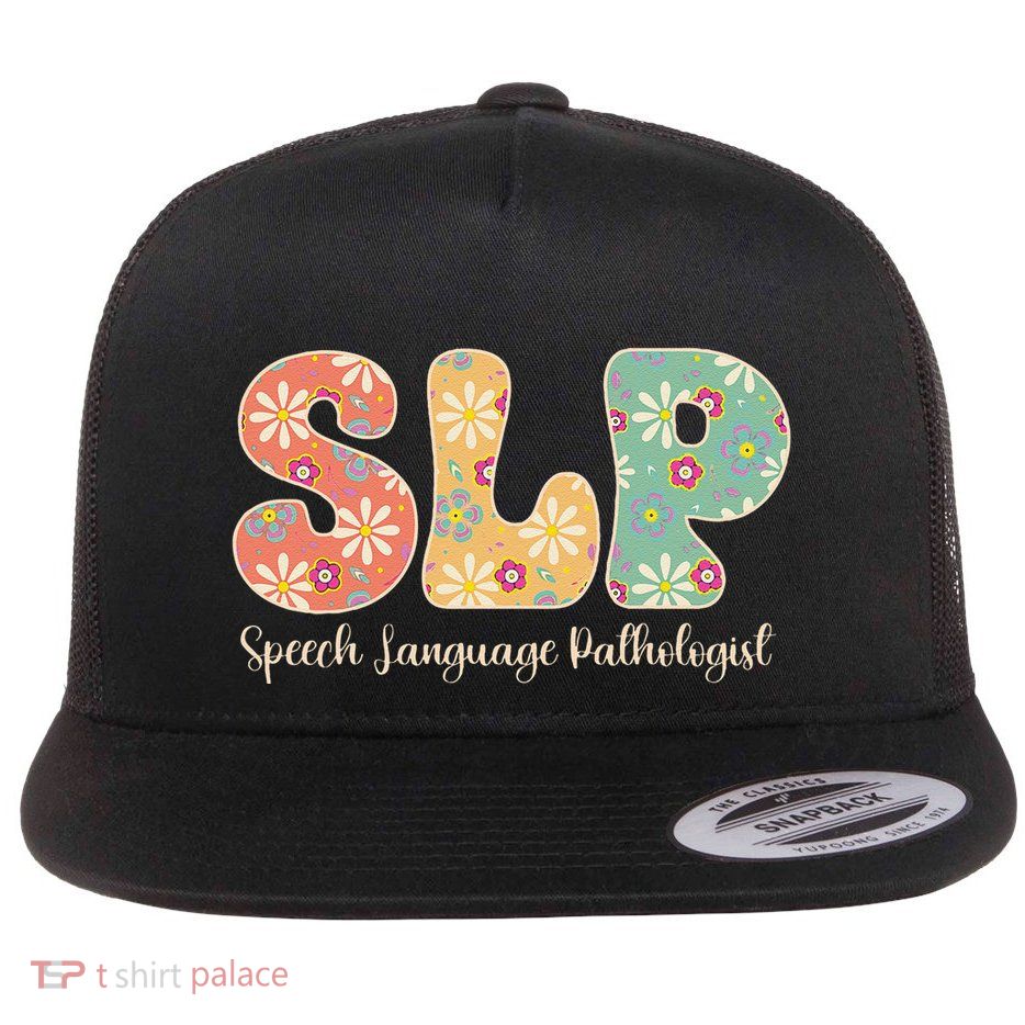 Retro Floral Slp Speech Language Pathologist Speech Therapy Flatbill Hat