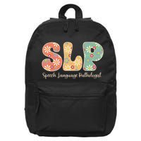 Retro Floral Slp Speech Language Pathologist Speech Therapy 16 in Basic Backpack