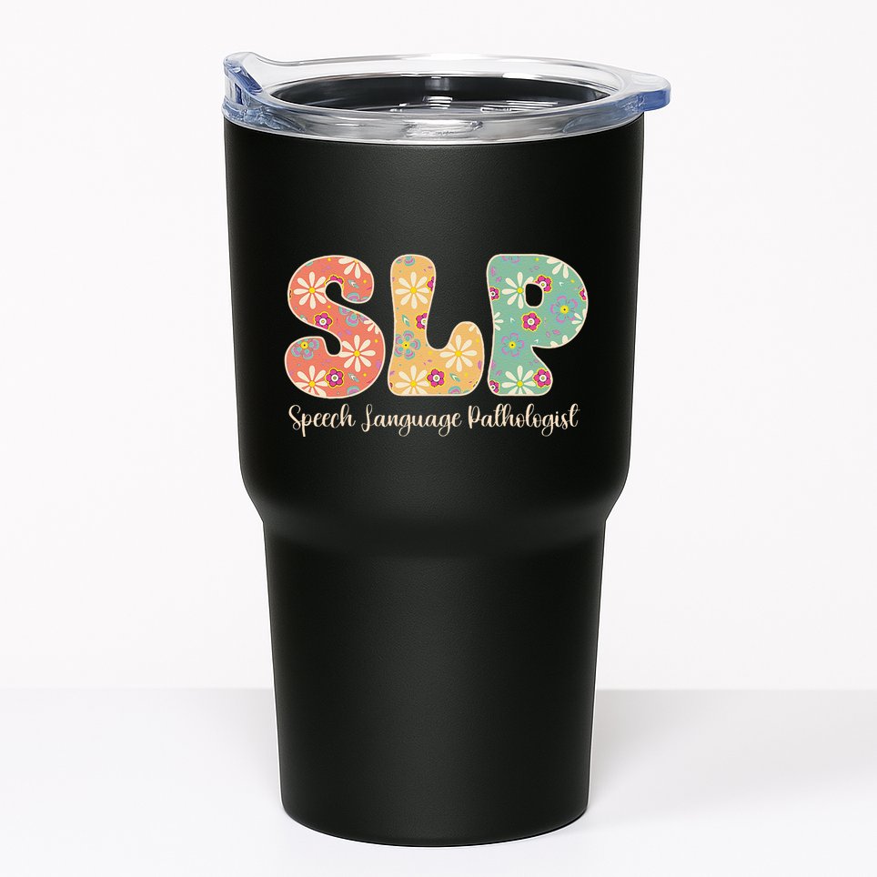 Retro Floral Slp Speech Language Pathologist Speech Therapy Tumbler