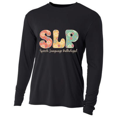 Retro Floral Slp Speech Language Pathologist Speech Therapy Cooling Performance Long Sleeve Crew