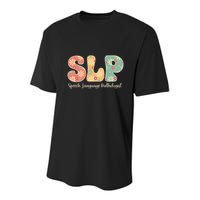 Retro Floral Slp Speech Language Pathologist Speech Therapy Youth Performance Sprint T-Shirt