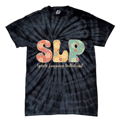 Retro Floral Slp Speech Language Pathologist Speech Therapy Tie-Dye T-Shirt
