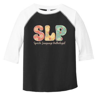 Retro Floral Slp Speech Language Pathologist Speech Therapy Toddler Fine Jersey T-Shirt