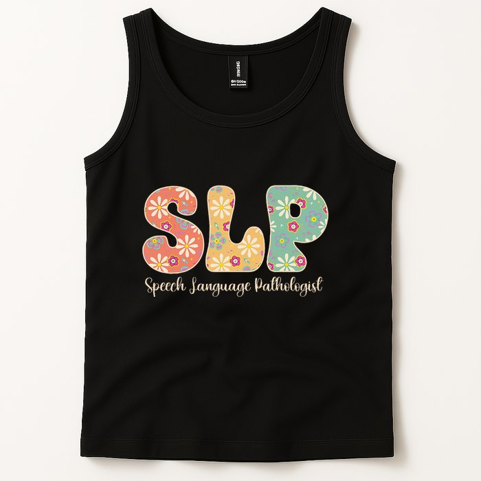 Retro Floral Slp Speech Language Pathologist Speech Therapy Tank Top