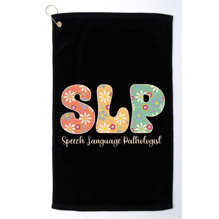 Retro Floral Slp Speech Language Pathologist Speech Therapy Golf Towel