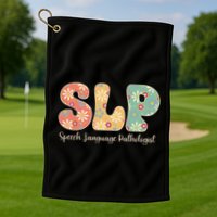 Retro Floral Slp Speech Language Pathologist Speech Therapy Golf Towel
