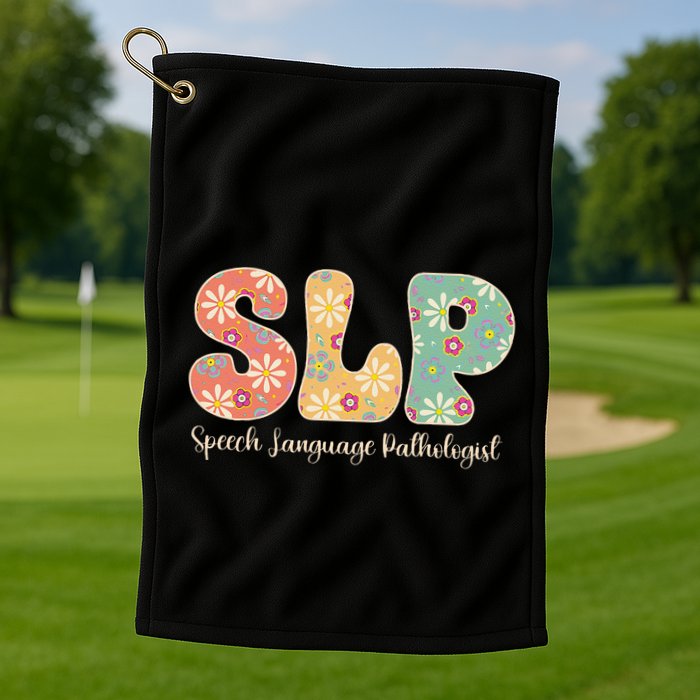 Retro Floral Slp Speech Language Pathologist Speech Therapy Golf Towel