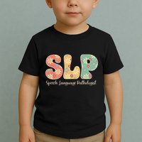 Retro Floral Slp Speech Language Pathologist Speech Therapy Toddler T-Shirt