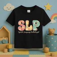 Retro Floral Slp Speech Language Pathologist Speech Therapy Toddler T-Shirt
