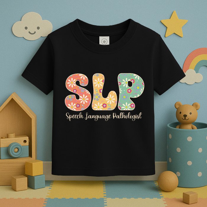Retro Floral Slp Speech Language Pathologist Speech Therapy Toddler T-Shirt