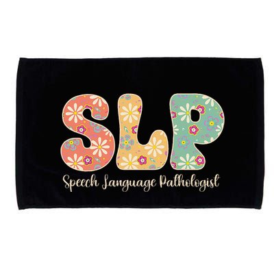 Retro Floral Slp Speech Language Pathologist Speech Therapy Microfiber Hand Towel