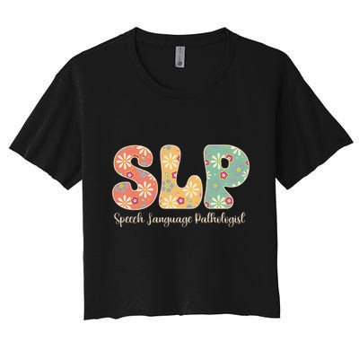 Retro Floral Slp Speech Language Pathologist Speech Therapy Crop Top