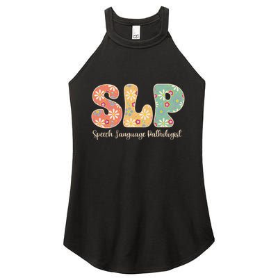 Retro Floral Slp Speech Language Pathologist Speech Therapy Women's Perfect Tri Rocker Tank