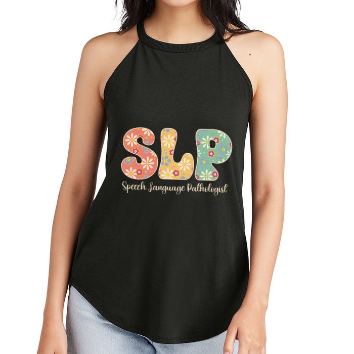Retro Floral Slp Speech Language Pathologist Speech Therapy Women's Perfect Tri Rocker Tank