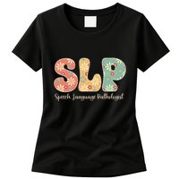 Retro Floral Slp Speech Language Pathologist Speech Therapy Womens T-Shirt