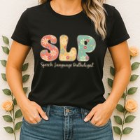 Retro Floral Slp Speech Language Pathologist Speech Therapy Womens T-Shirt